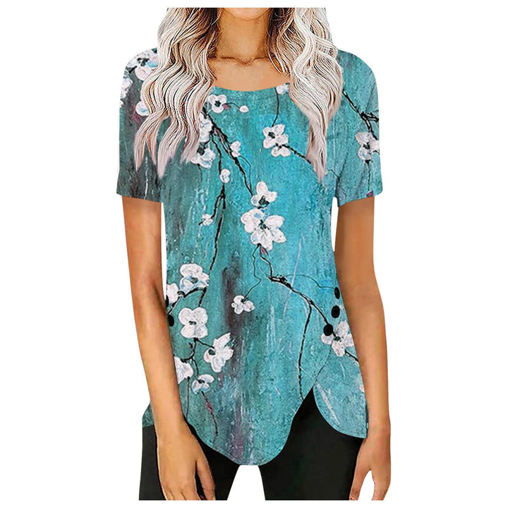 Women's blouse with a floral design and an asymmetrical hem Lune London