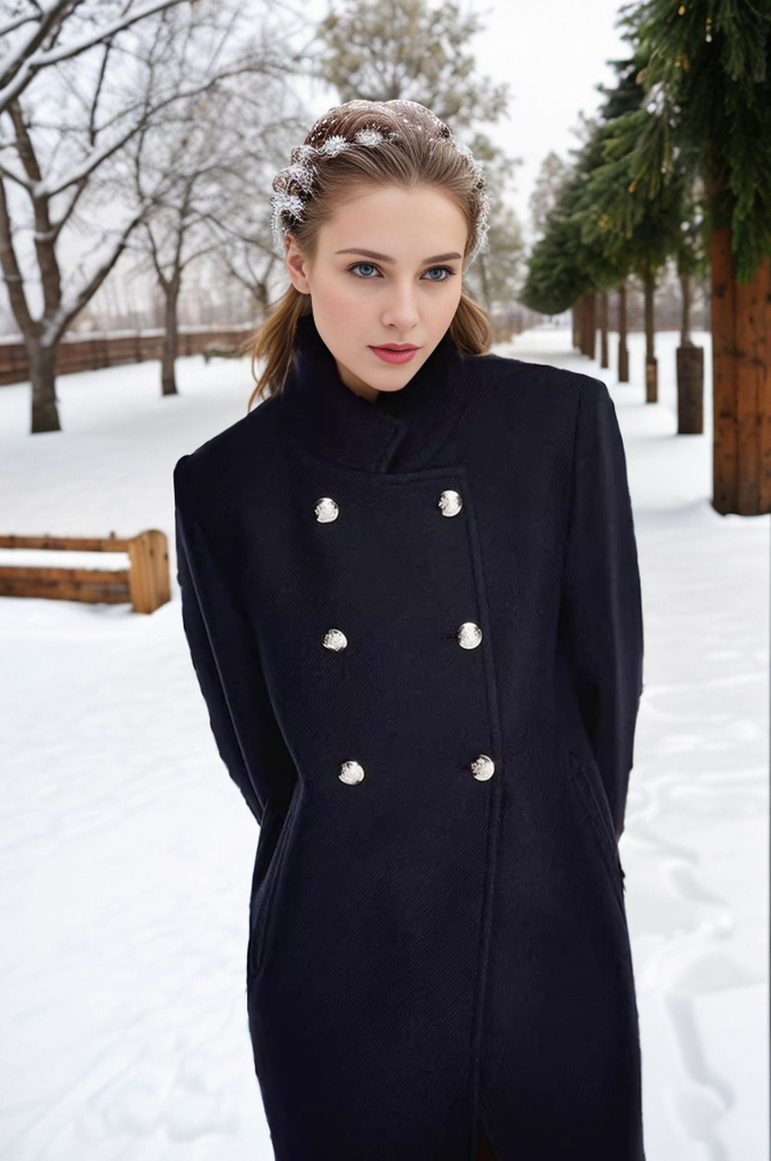 Elegant coat for women with double-breasted buttons Lune London