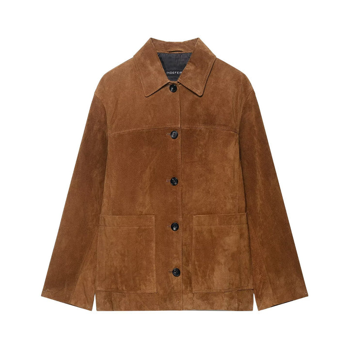 Women's suede jacket with modern design and large pockets Lune London