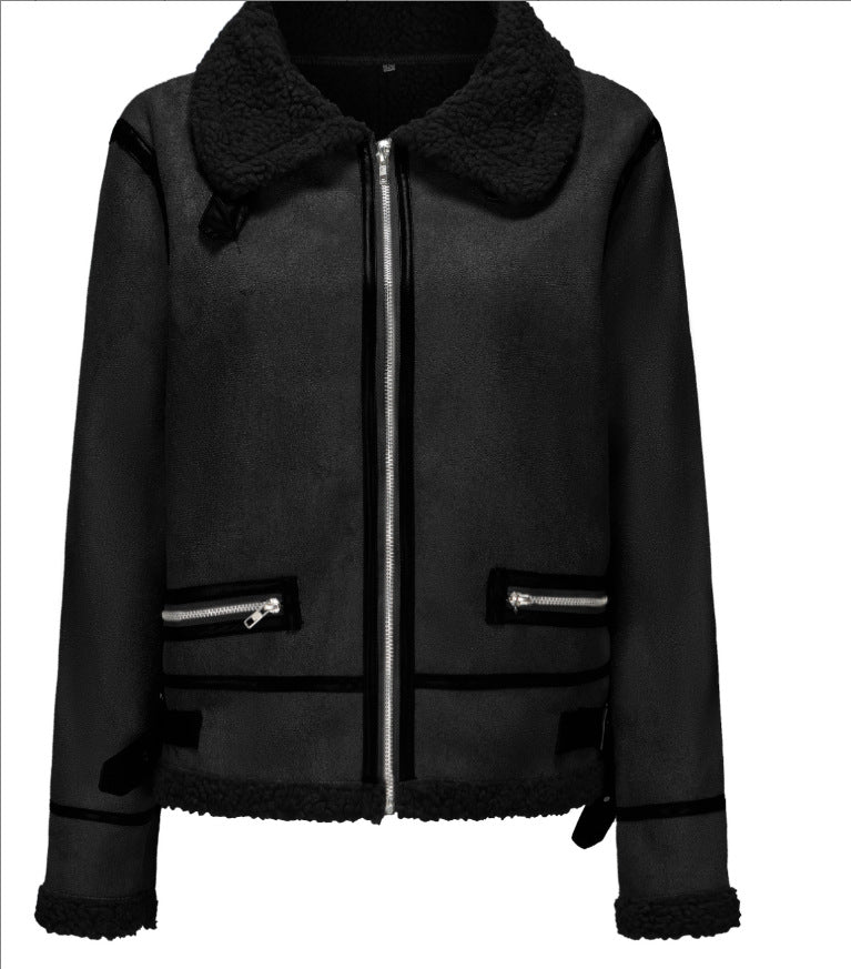Ladies plush and elegant faux fur coat with zipper Lune London