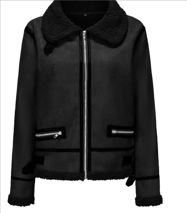 Ladies plush and elegant faux fur coat with zipper Lune London