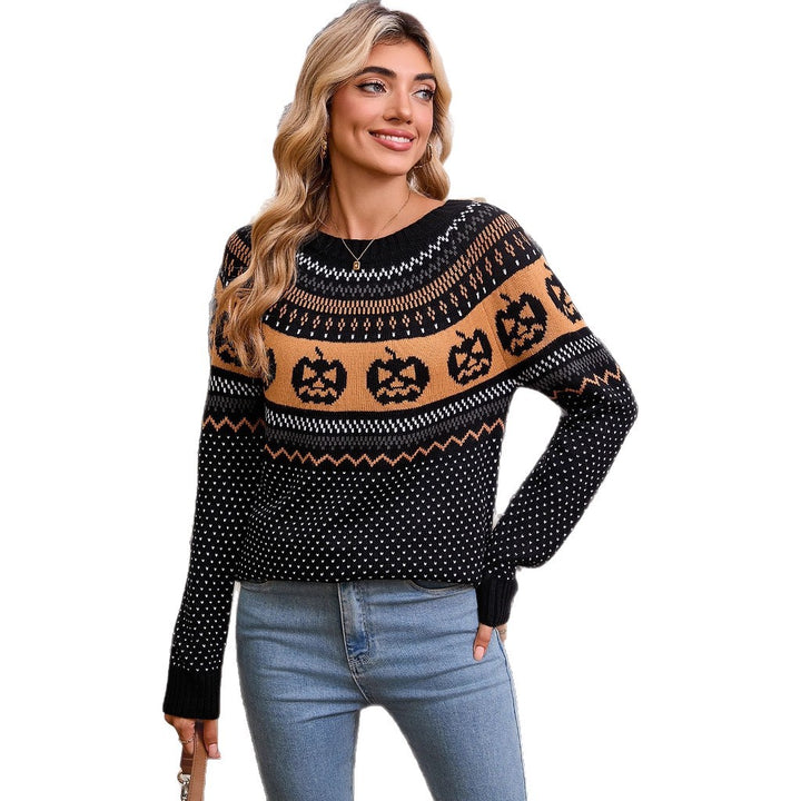 Pull en maille pour femmes avec motif Halloween et texture en fine maille Chic & Stil