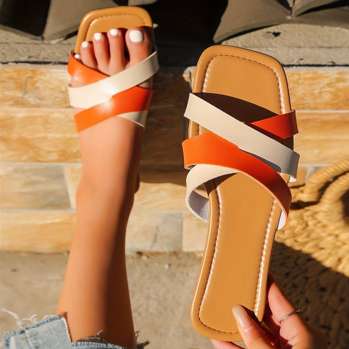 Trendy women's slippers with asymmetrical straps Lune London