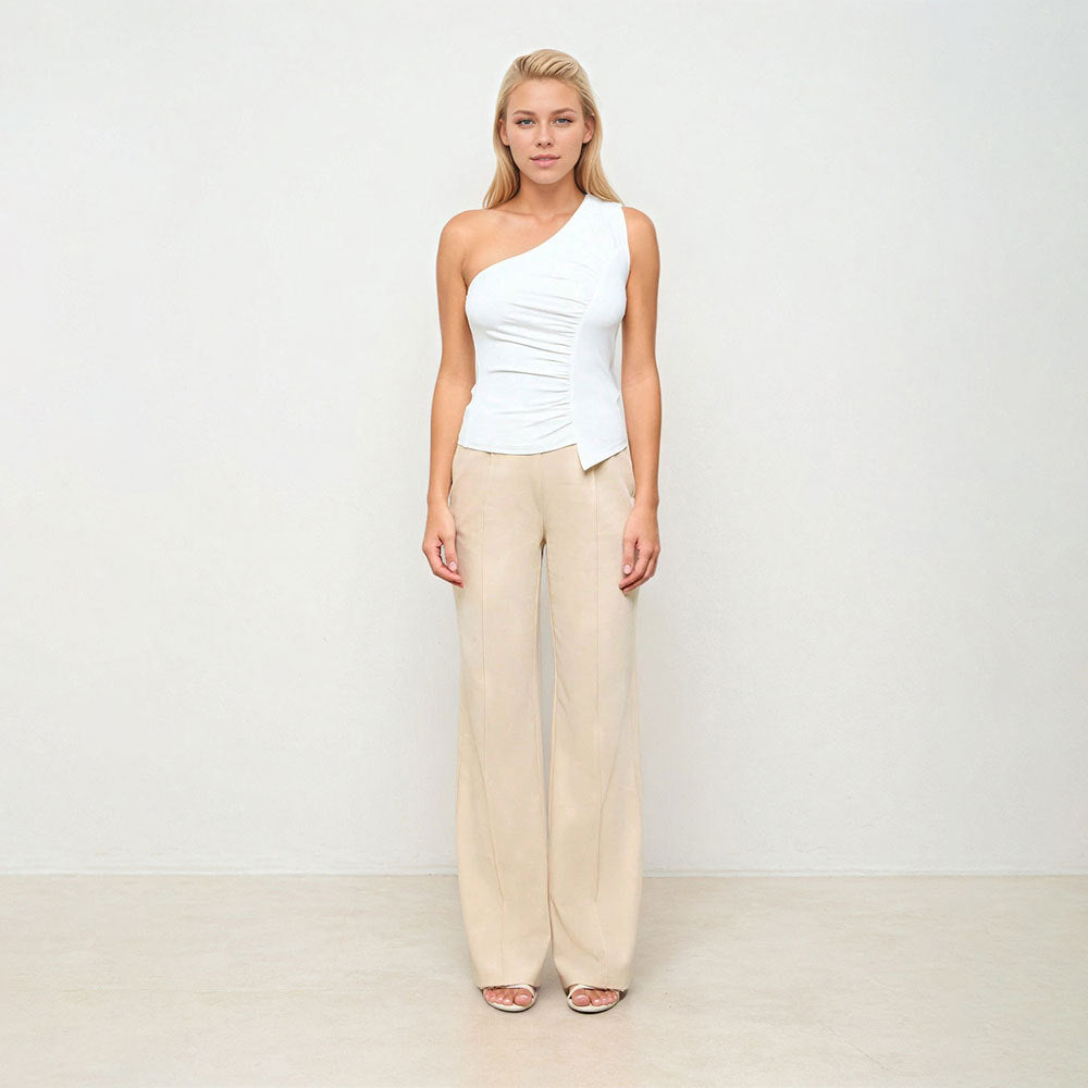 Asymmetrical top for women with a sophisticated draping design and an elegant effect Chic & Stil