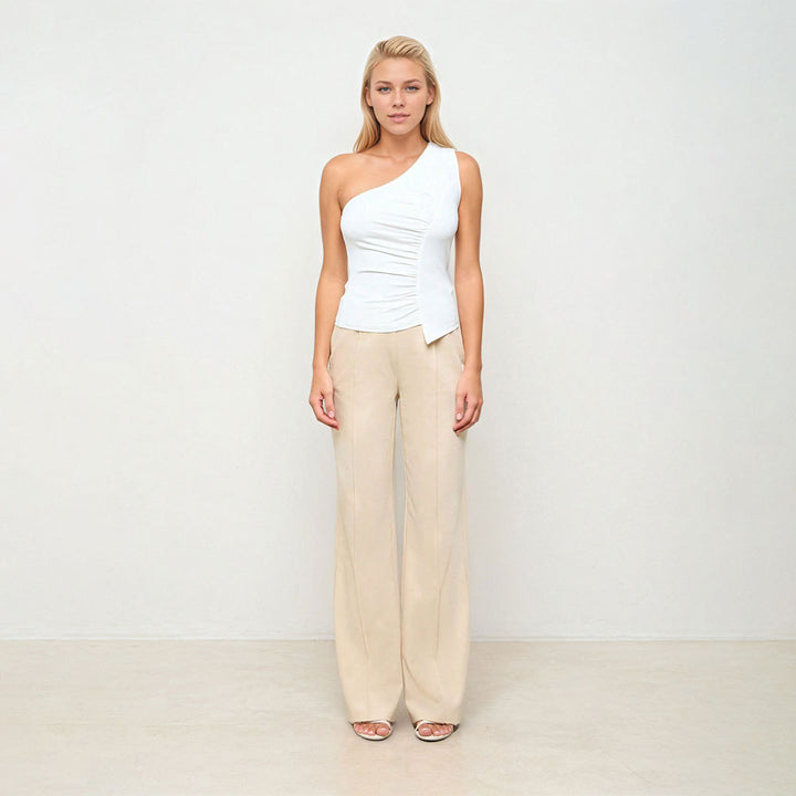 Asymmetrical top for women with a sophisticated draping design and an elegant effect Chic & Stil