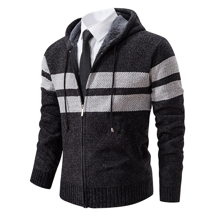 Hooded sweatshirt for men with modern zipper and practical fleece lining Lune London
