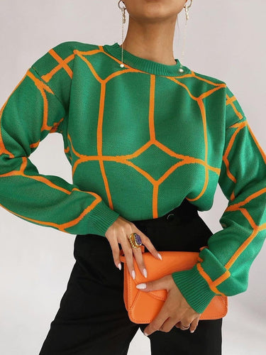 Trendy knit sweater for women with graphic pattern and relaxed fit Lune London