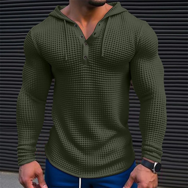 Men's casual hoodie in waffle structure with button placket Lune London