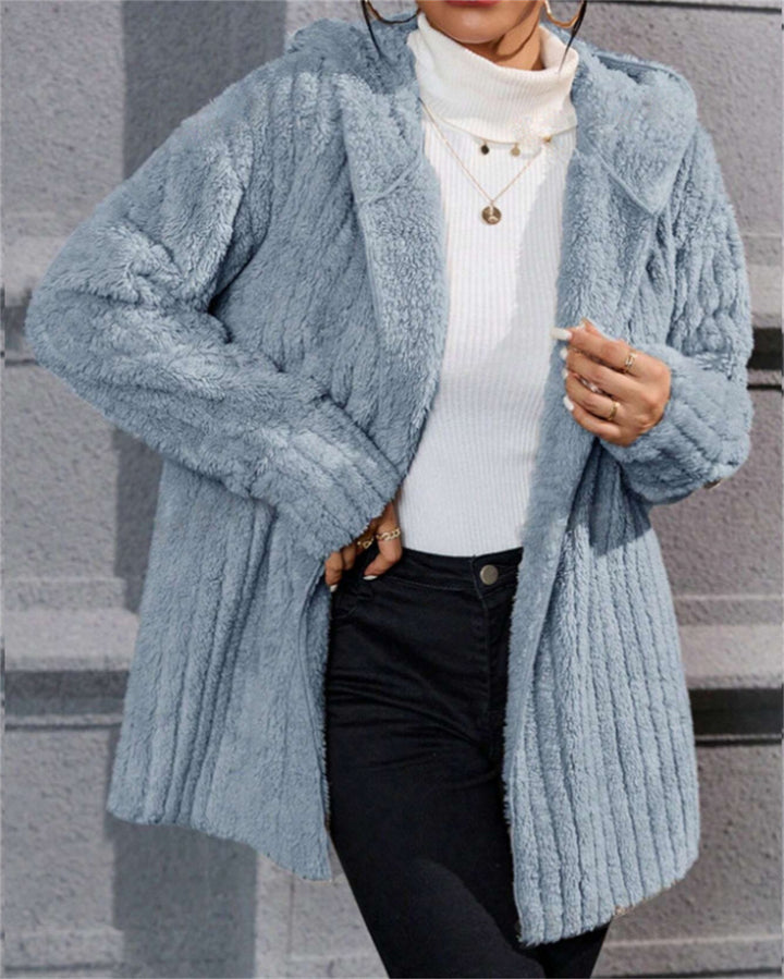 Casual fleece jacket for women with textured design and hood Lune London