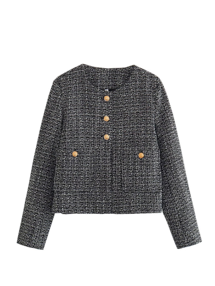 Short tweed jacket for women with decorative buttons Lune London