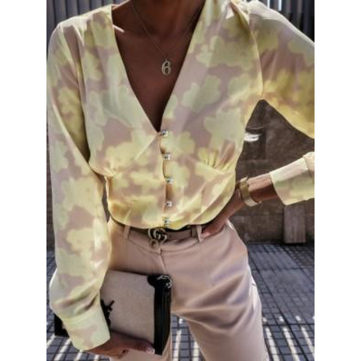 Women's blouse with floral print and button placket Lune London