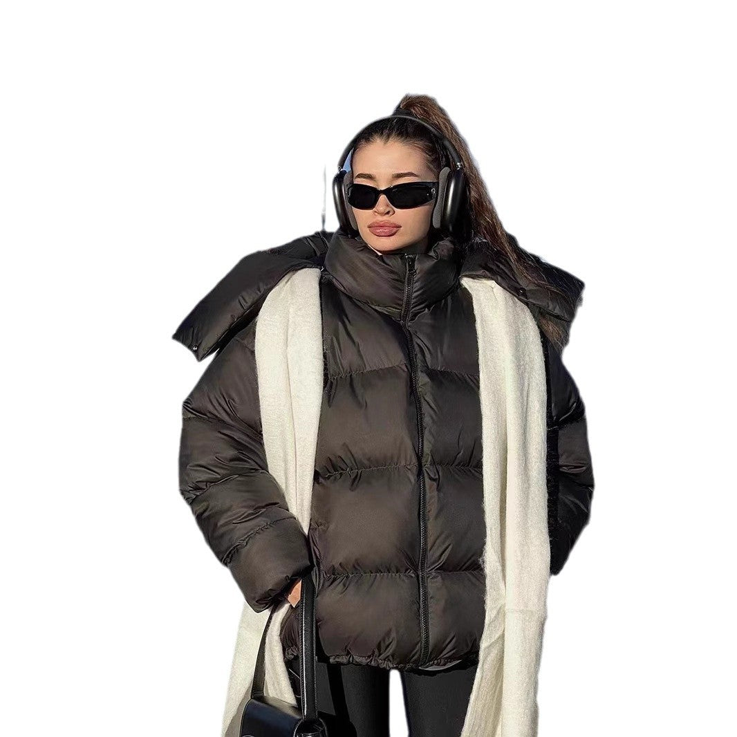 Ladies outdoor padded jacket with high collar and quilted design Lune London