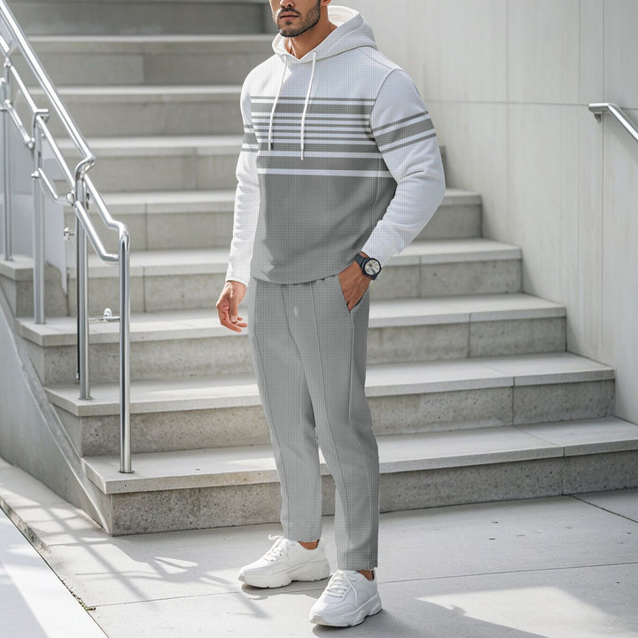 Men Sportiver Hoodie with textured design and trendy stripes Lune London