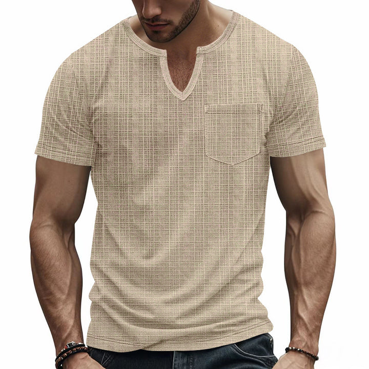 Short sleeve V-neck T-shirt for men with chest pocket Lune London