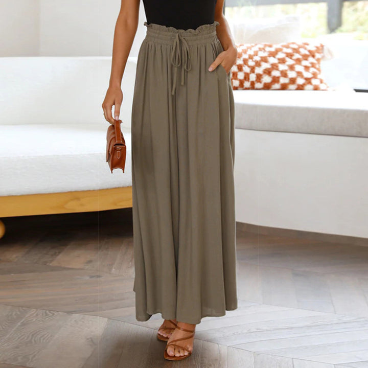 Women's Flowing Maxi Pants with Elastic Waistband and Pockets