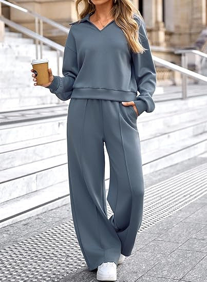 Ensemble de loisirs pour femmes avec décolleté en V et coupe ample Chic & Stil