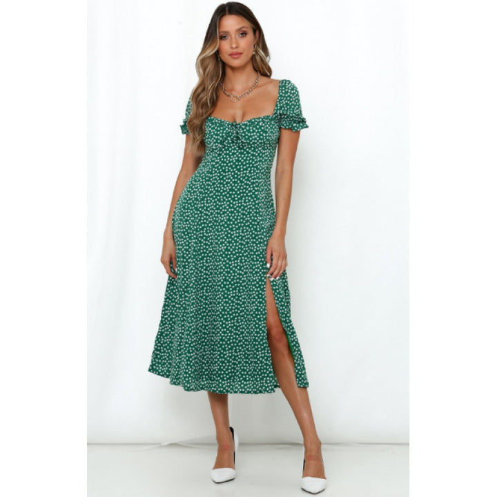 Robe midi femme avec fente latérale et motif floral romantique Chic & Stil