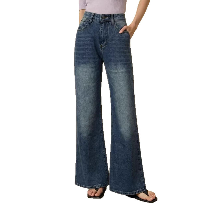 Women's wide High-Waist Jeans with unique texture Lune London