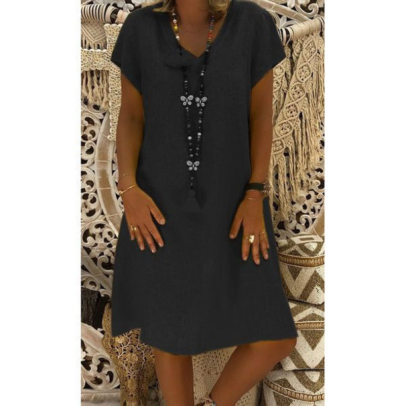 Robe d'été pour femmes avec décolleté en V décontracté et ourlet asymétrique Chic & Stil