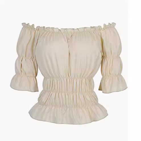 Women's blouse with off-shoulder design and ruffle details Lune London
