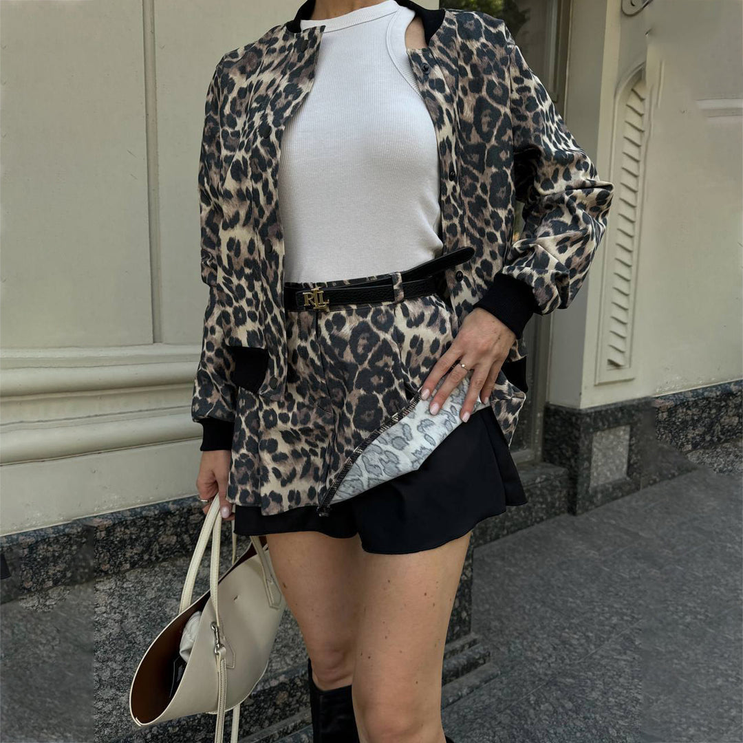 Women's set consisting of a leopard print jacket and a Lune London skirt