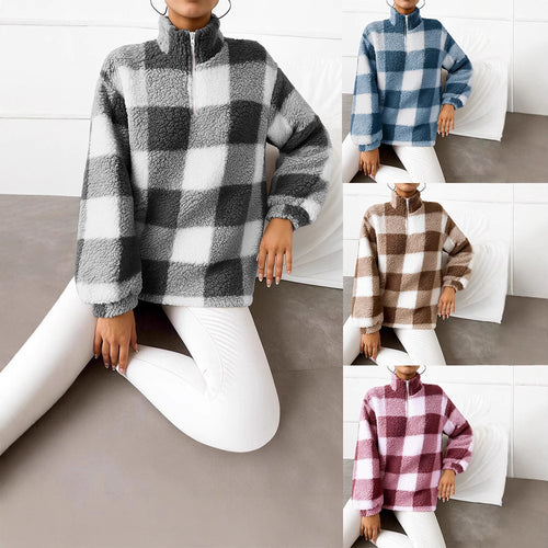 Fleece pullover for women with high neck and full zip Lune London