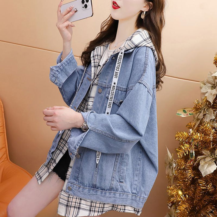Veste en denim décontractée et à la mode pour femmes avec capuche Chic & Stil