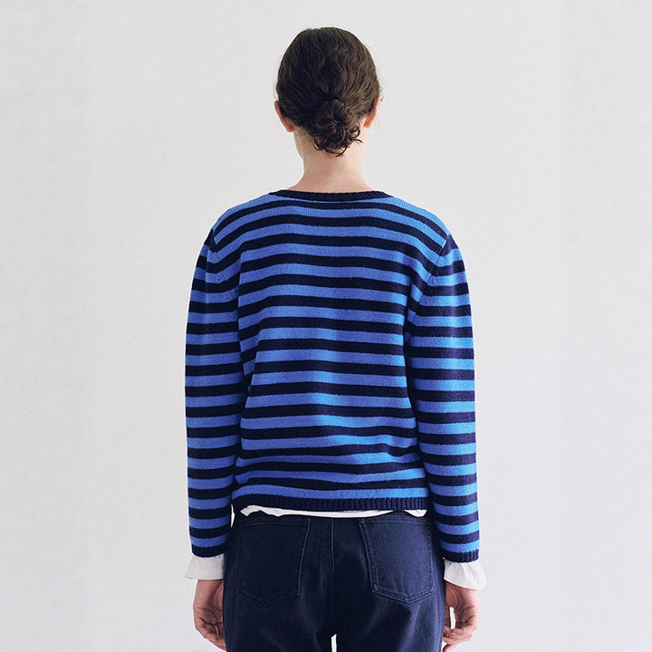 Pull femme à col en V avec motif rayé Chic & Stil