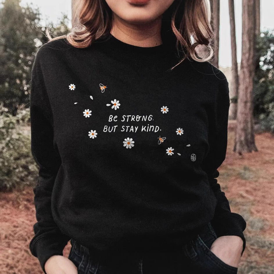 Sweat-shirt femme avec message inspirant et design floral Chic & Stil