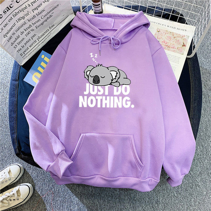 Women's hoodie with playful koala design and motivational lettering Chic & Stil