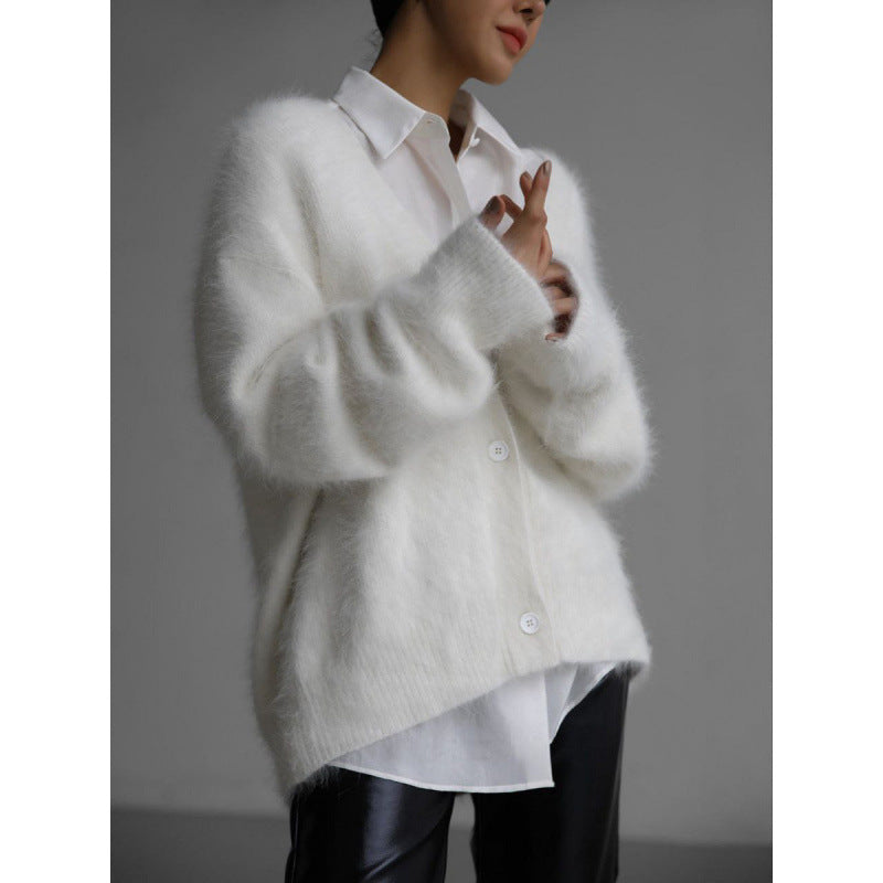 Ladies Cozy Cardigan Made Of Mohair Lune London