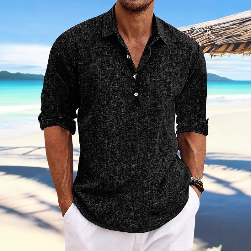 Light linen shirt for men with three-quarter sleeves Chic und Stil