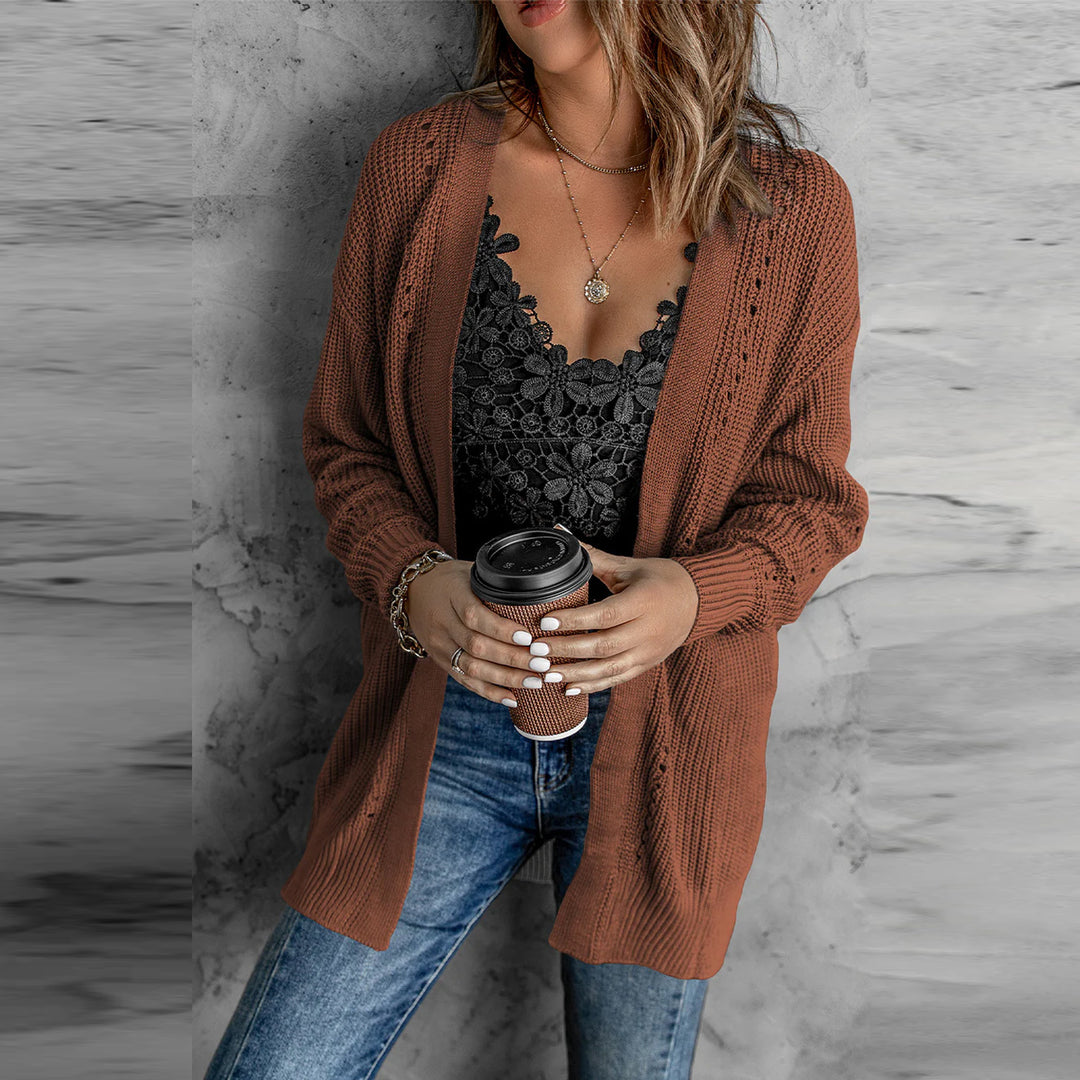 Open knit jacket for women with a slight hole structure and a comfortable fit Lune London