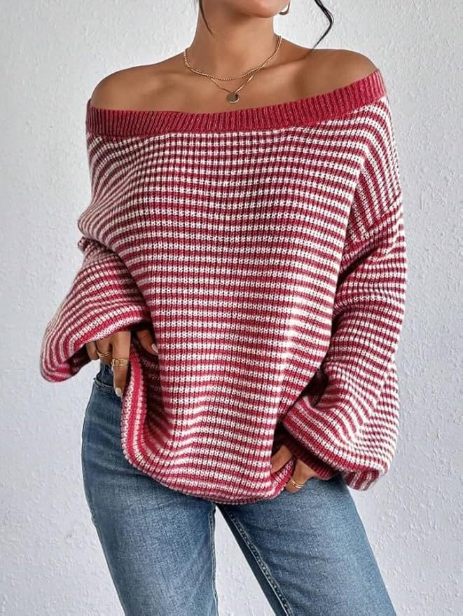 Pull en tricot épais pour femmes avec un col rond décontracté et des poignets de manches généreux Chic & Stil