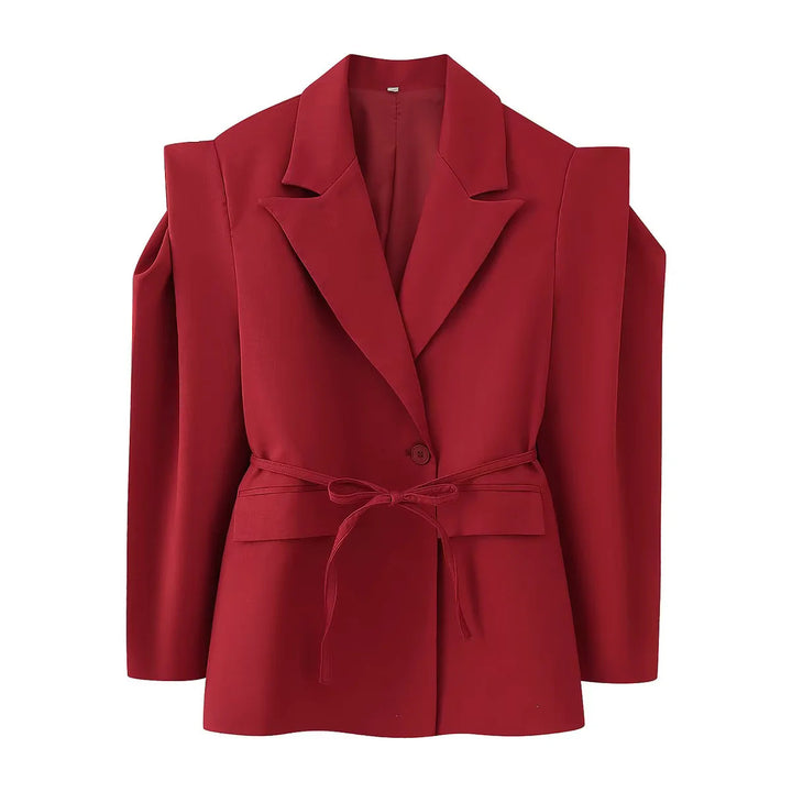 Blazer jacket for women with wide shoulders and adjustable belt Lune London