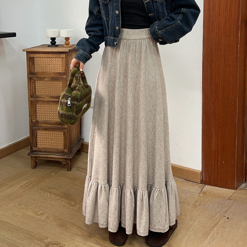 Maxi skirt for ladies with ruffled hem finish and elastic waistband Lune London