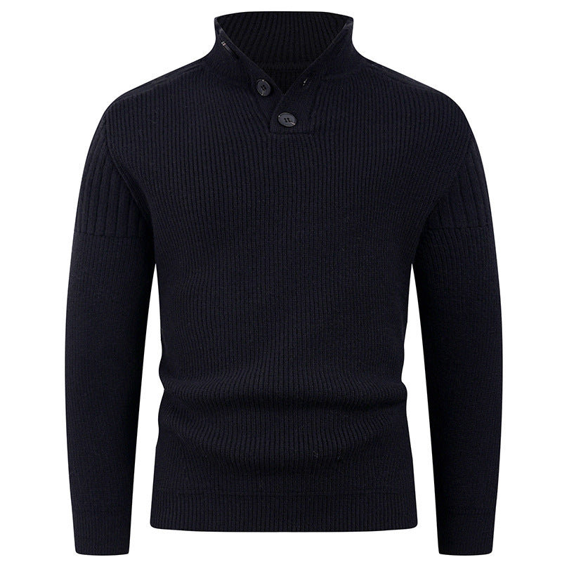 Men's knitted sweater with high collar and button details Lune London