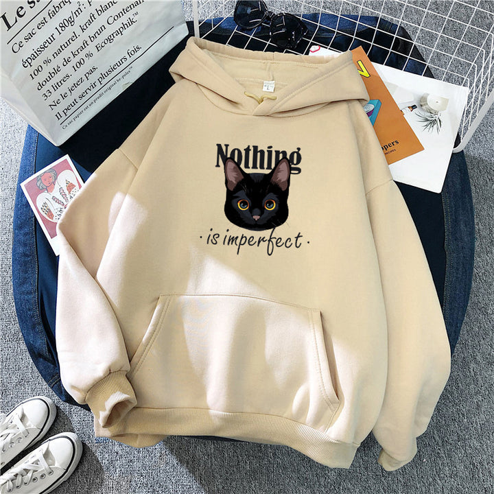 Women's Cozy Hoodie with Artistic Cat Design Chic & Stil
