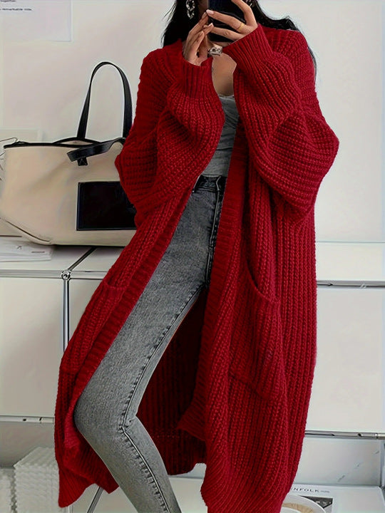 Ladies Long knitted cardigan with side pockets and relaxed fit Lune London