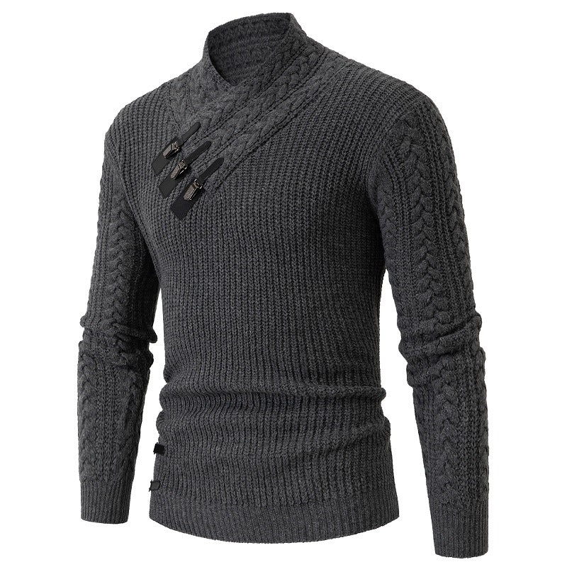 Men's knit sweater with elegant shawl collar and braids pattern Lune London