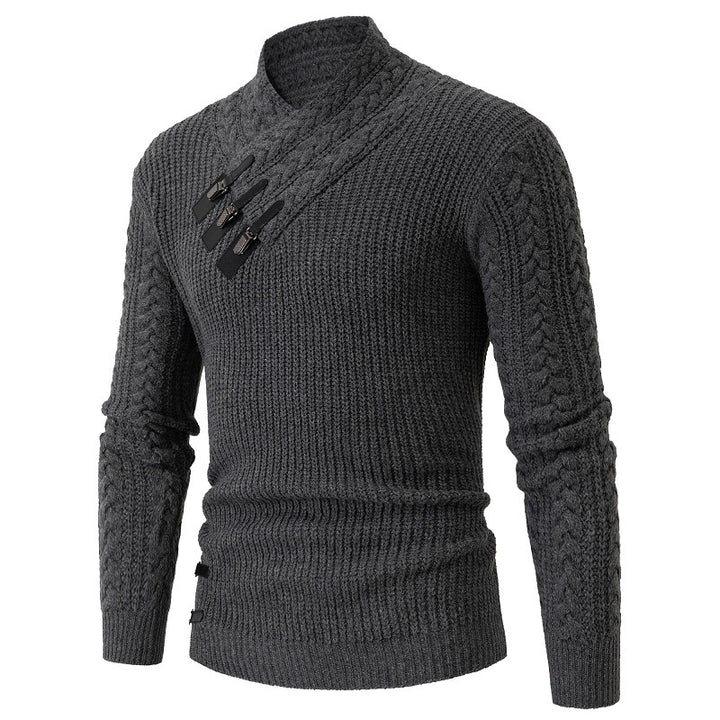 Men's knit sweater with elegant shawl collar and braids pattern Lune London