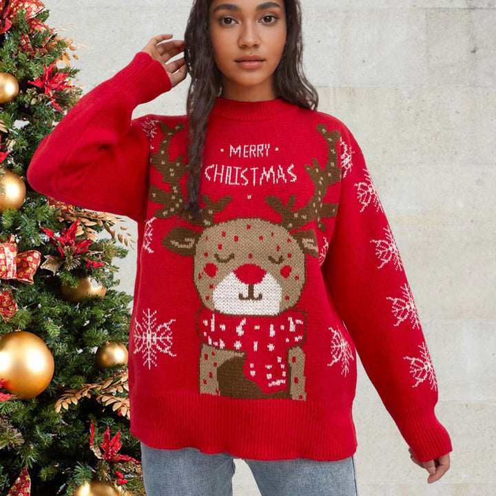 Festive sweater for women with reindeer pattern Lune London