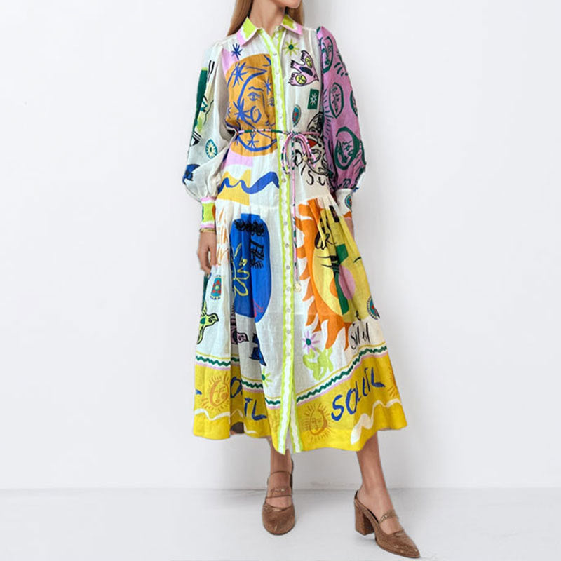 Robe chemise femme avec design artistique et coupe confortable Chic & Stil