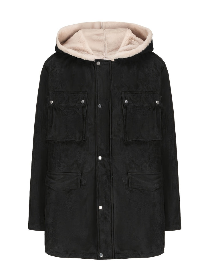 Utility jacket for women with warm teddy lining and practical zip pockets Lune London