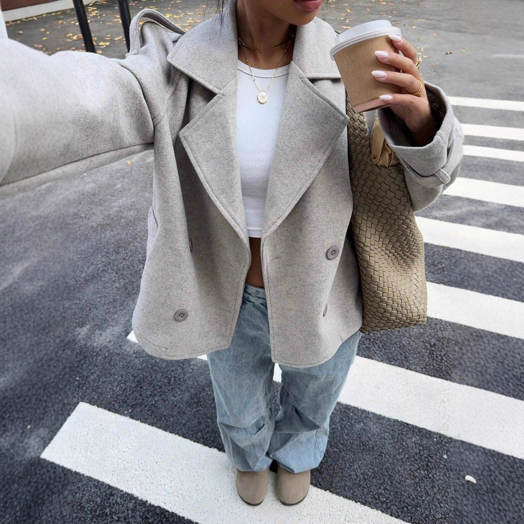 Lune London double-breasted wool lapel jacket for women