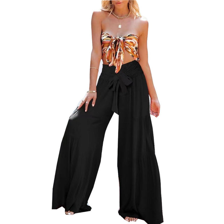 Loose summer pants for women with elastic waist and side drawstring Lune London