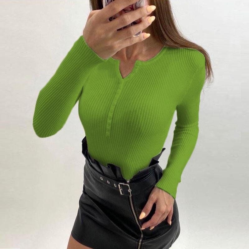 T-shirt à manches longues pour femmes avec look côtelé texturé à col V Chic & Stil