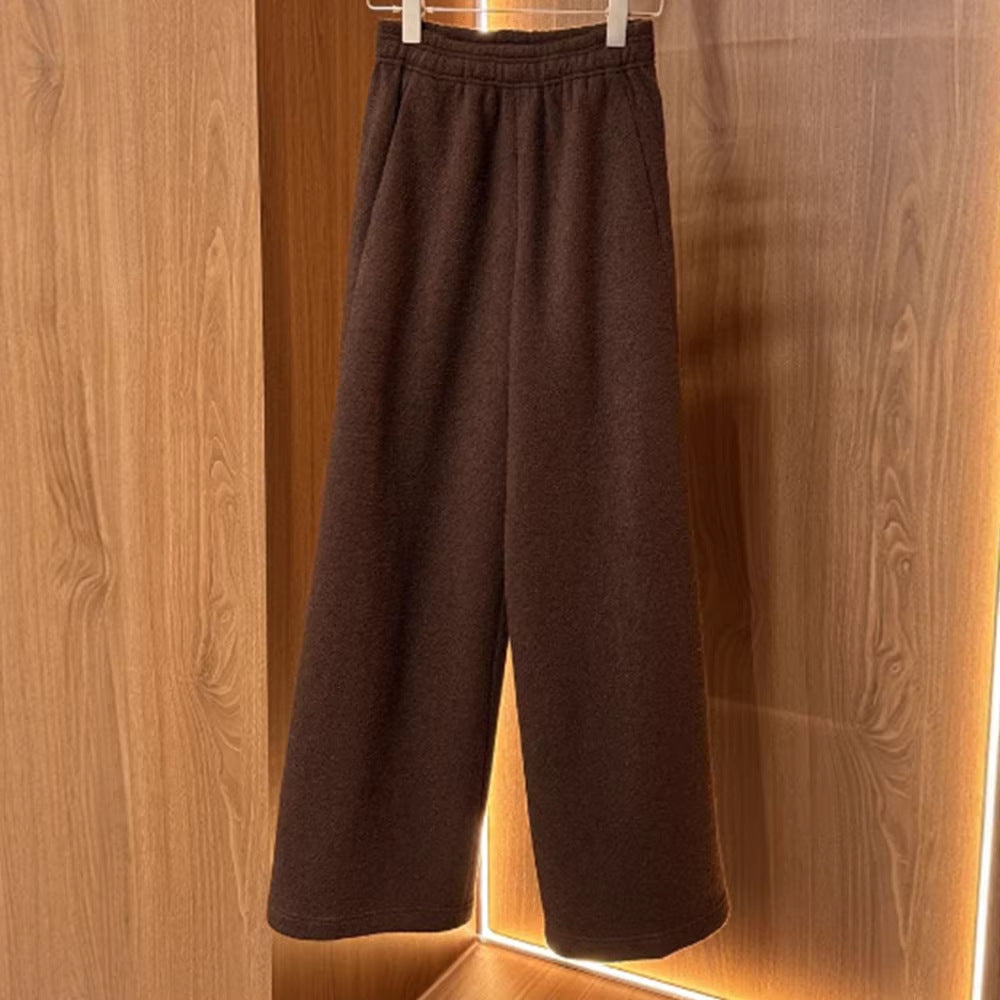 Pantalons en tissu à coupe large pour femmes avec taille élastique Chic & Stil