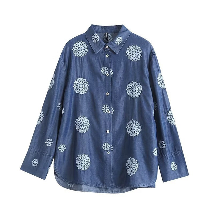 Lune London Embroidered Floral Design Blouse for Women