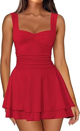 Skater dress for women with ruched top and flared skirt Lune London